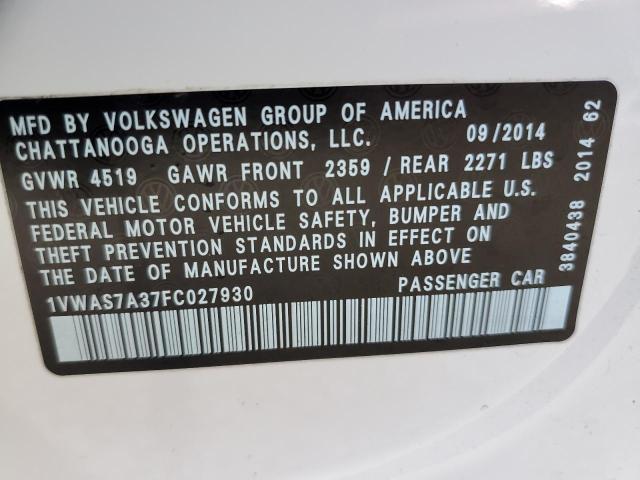 Photo 9 VIN: 1VWAS7A37FC027930 - VOLKSWAGEN PASSAT 