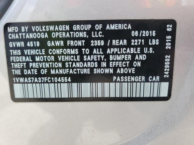 Photo 12 VIN: 1VWAS7A37FC104554 - VOLKSWAGEN PASSAT 