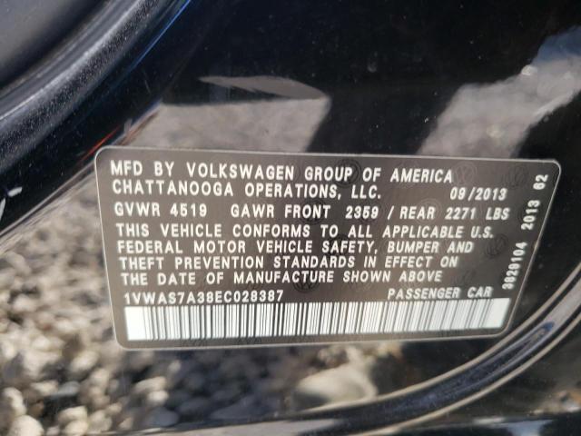 Photo 9 VIN: 1VWAS7A38EC028387 - VOLKSWAGEN PASSAT 