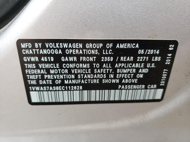 Photo 9 VIN: 1VWAS7A38EC112628 - VOLKSWAGEN PASSAT 