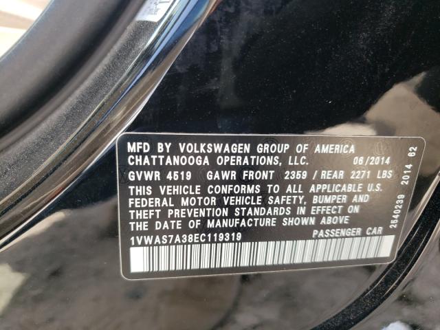 Photo 9 VIN: 1VWAS7A38EC119319 - VOLKSWAGEN PASSAT 