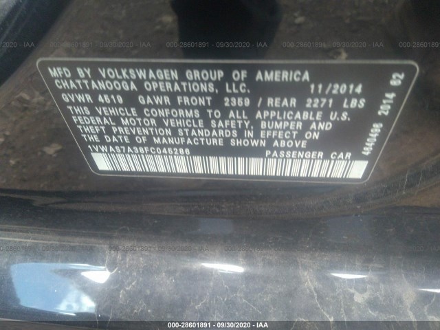 Photo 8 VIN: 1VWAS7A38FC045286 - VOLKSWAGEN PASSAT 