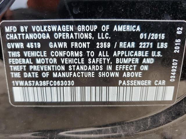 Photo 11 VIN: 1VWAS7A38FC063030 - VOLKSWAGEN PASSAT 