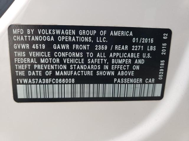 Photo 12 VIN: 1VWAS7A38FC066008 - VOLKSWAGEN PASSAT 