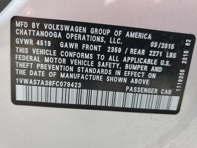 Photo 12 VIN: 1VWAS7A38FC079423 - VOLKSWAGEN PASSAT S 