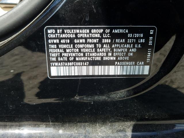 Photo 9 VIN: 1VWAS7A38FC083147 - VOLKSWAGEN PASSAT 