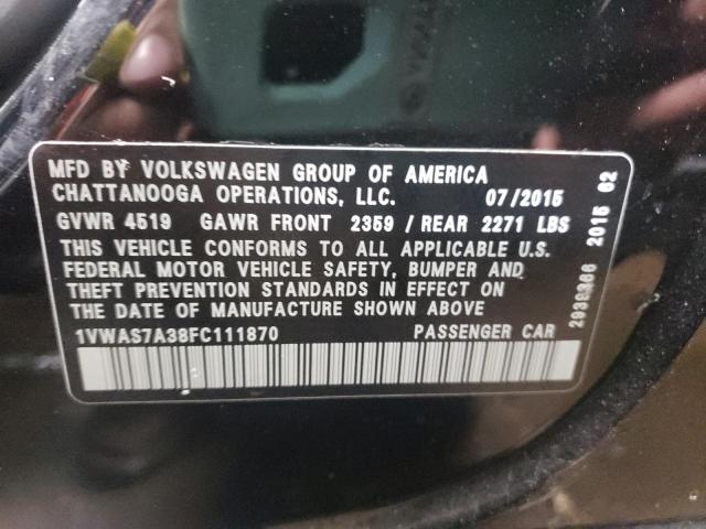 Photo 9 VIN: 1VWAS7A38FC111870 - VOLKSWAGEN PASSAT 