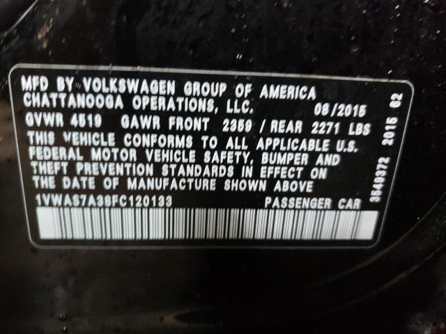 Photo 11 VIN: 1VWAS7A38FC120133 - VOLKSWAGEN PASSAT 