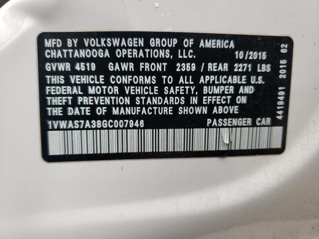 Photo 11 VIN: 1VWAS7A38GC007946 - VOLKSWAGEN PASSAT 