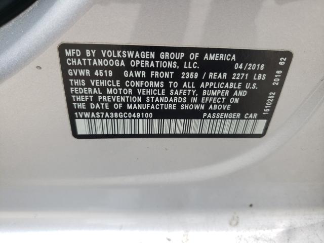 Photo 9 VIN: 1VWAS7A38GC049100 - VOLKSWAGEN PASSAT 