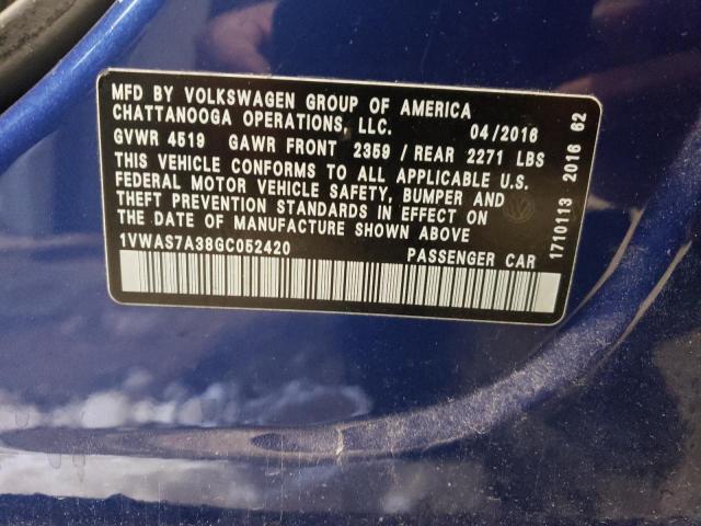 Photo 11 VIN: 1VWAS7A38GC052420 - VOLKSWAGEN PASSAT 