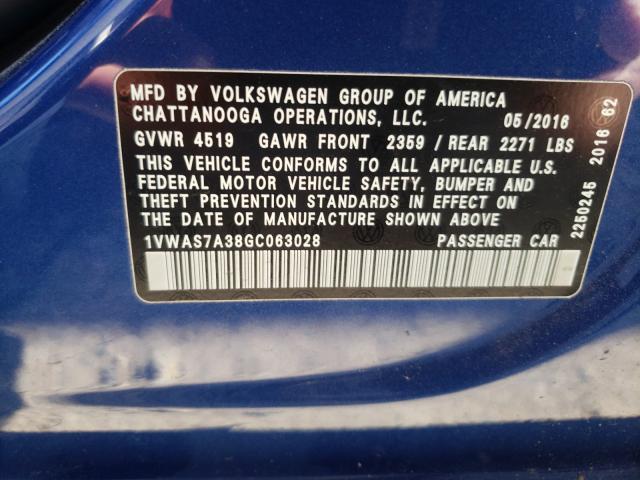 Photo 9 VIN: 1VWAS7A38GC063028 - VOLKSWAGEN PASSAT 