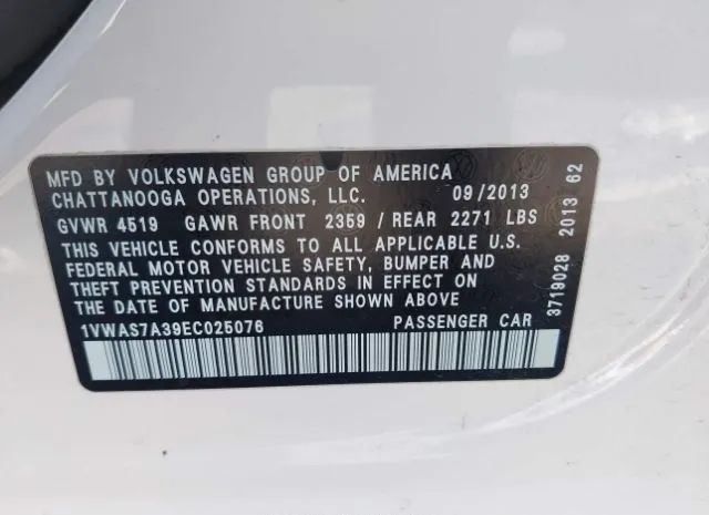 Photo 8 VIN: 1VWAS7A39EC025076 - VOLKSWAGEN PASSAT 