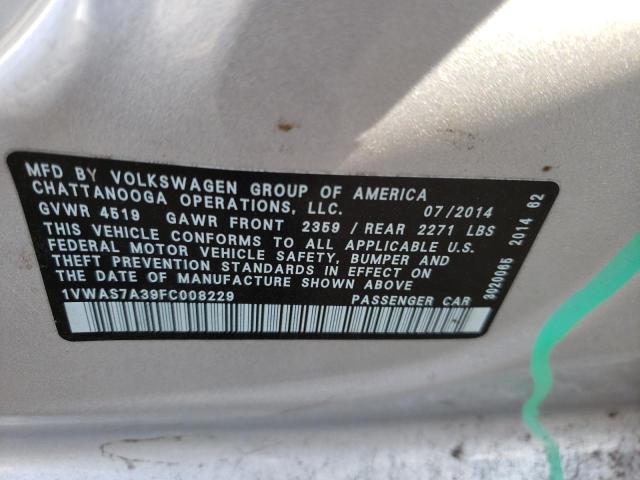 Photo 9 VIN: 1VWAS7A39FC008229 - VOLKSWAGEN PASSAT 