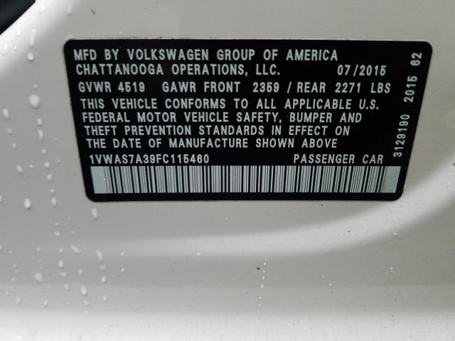 Photo 9 VIN: 1VWAS7A39FC115460 - VOLKSWAGEN PASSAT 