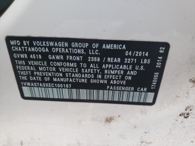 Photo 9 VIN: 1VWAS7A3XEC100187 - VOLKSWAGEN PASSAT 