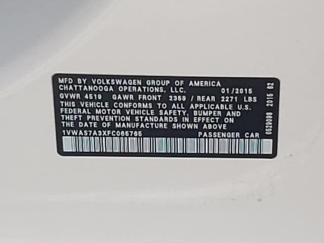 Photo 9 VIN: 1VWAS7A3XFC065765 - VOLKSWAGEN PASSAT 