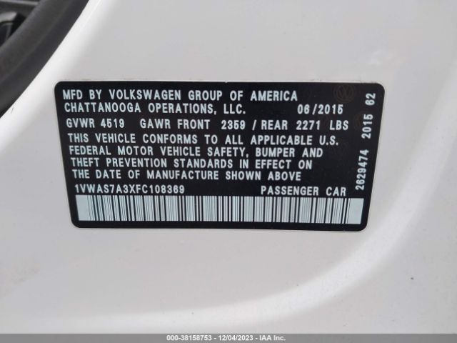 Photo 8 VIN: 1VWAS7A3XFC108369 - VOLKSWAGEN PASSAT 