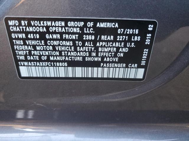 Photo 11 VIN: 1VWAS7A3XFC118805 - VOLKSWAGEN PASSAT 