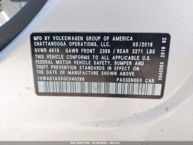 Photo 8 VIN: 1VWAS7A3XGC040396 - VOLKSWAGEN PASSAT 