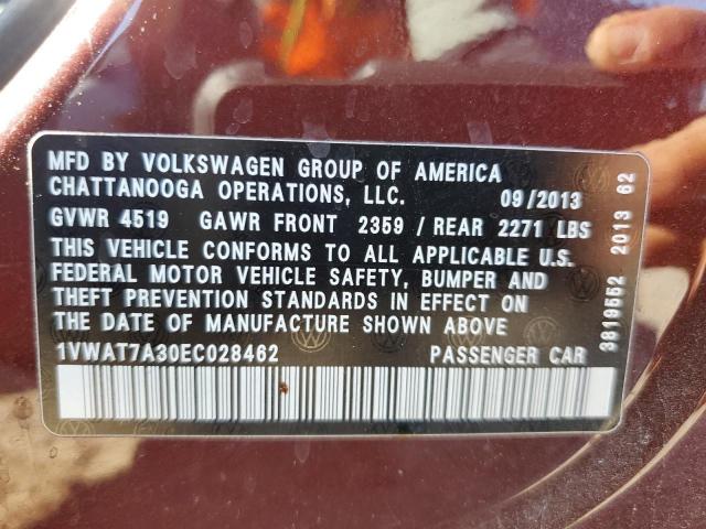 Photo 11 VIN: 1VWAT7A30EC028462 - VOLKSWAGEN PASSAT 