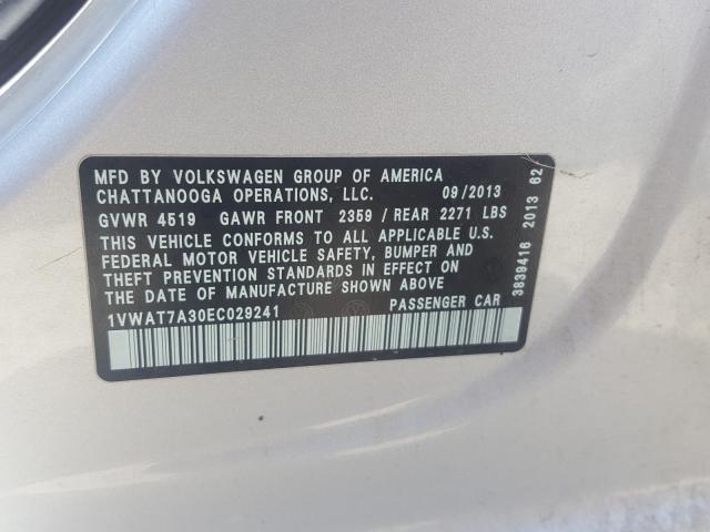 Photo 9 VIN: 1VWAT7A30EC029241 - VOLKSWAGEN PASSAT 