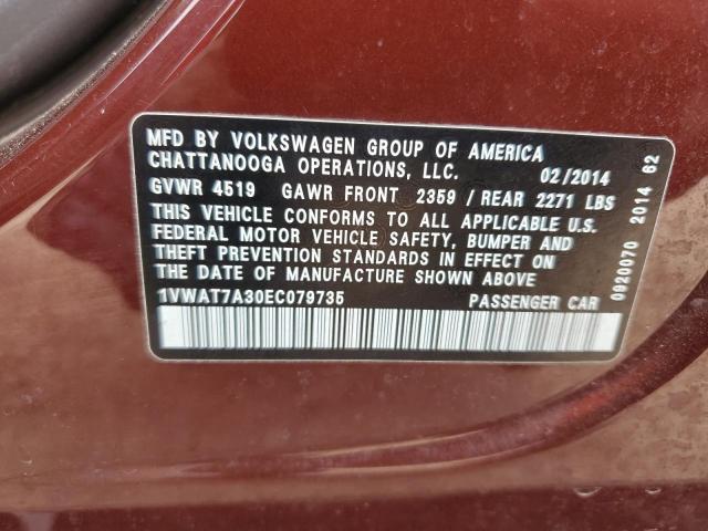 Photo 12 VIN: 1VWAT7A30EC079735 - VOLKSWAGEN PASSAT 