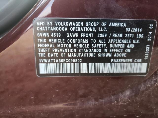 Photo 9 VIN: 1VWAT7A30EC090802 - VOLKSWAGEN PASSAT 