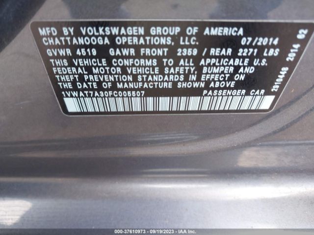 Photo 8 VIN: 1VWAT7A30FC005507 - VOLKSWAGEN PASSAT 