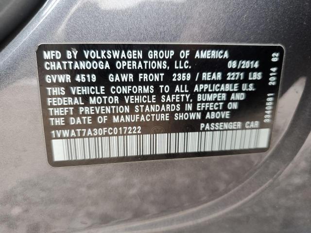 Photo 11 VIN: 1VWAT7A30FC017222 - VOLKSWAGEN PASSAT 