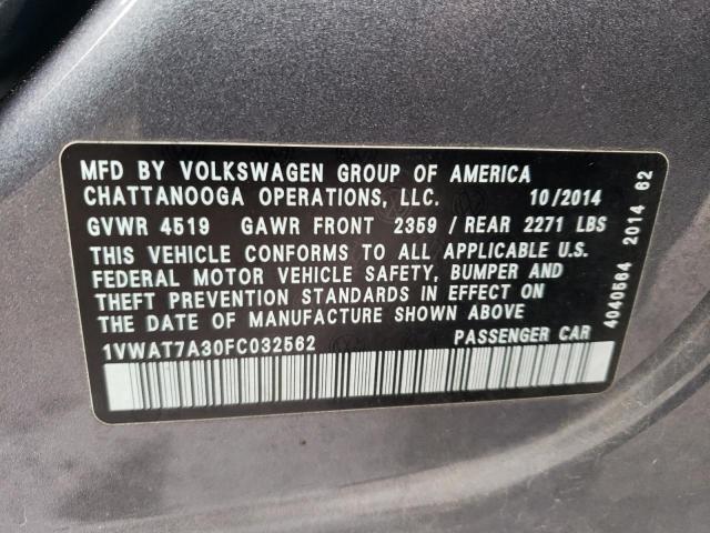 Photo 11 VIN: 1VWAT7A30FC032562 - VOLKSWAGEN PASSAT 