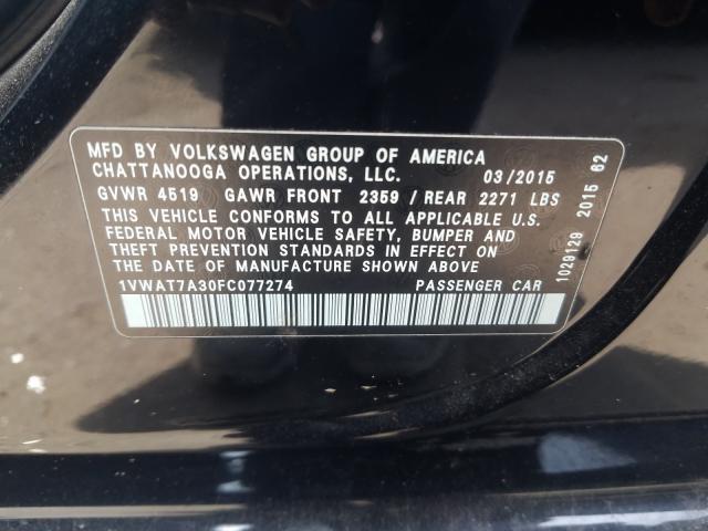 Photo 9 VIN: 1VWAT7A30FC077274 - VOLKSWAGEN PASSAT 