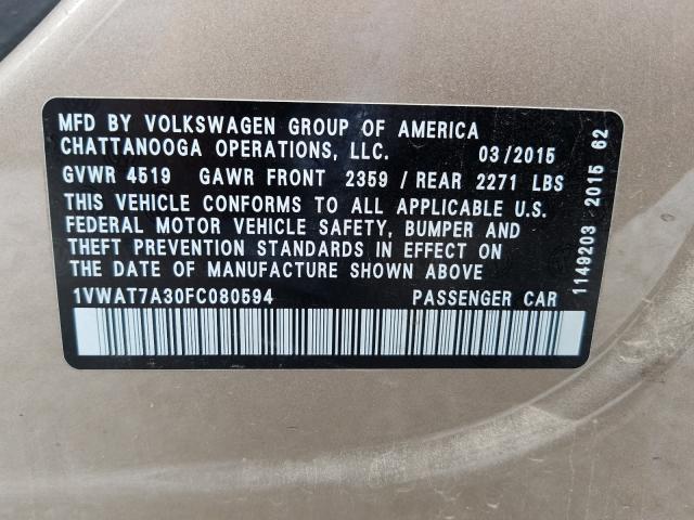 Photo 9 VIN: 1VWAT7A30FC080594 - VOLKSWAGEN PASSAT 