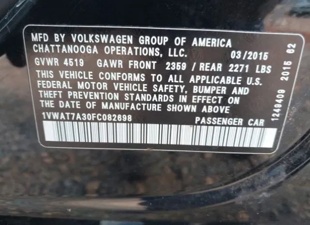 Photo 8 VIN: 1VWAT7A30FC082698 - VOLKSWAGEN PASSAT 