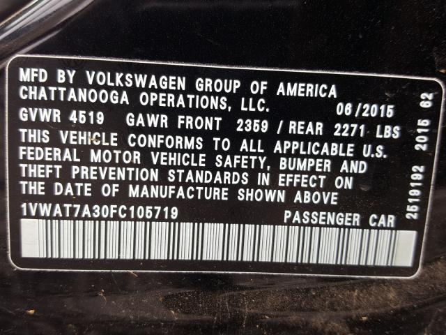 Photo 9 VIN: 1VWAT7A30FC105719 - VOLKSWAGEN PASSAT 