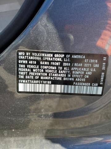 Photo 11 VIN: 1VWAT7A30FC116185 - VOLKSWAGEN PASSAT 