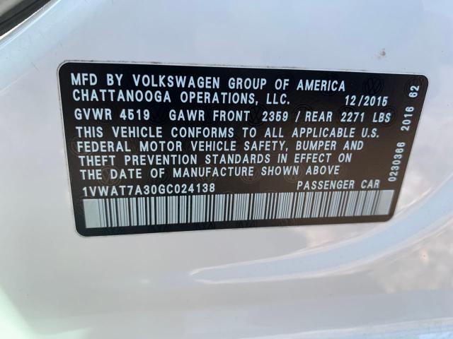 Photo 9 VIN: 1VWAT7A30GC024138 - VOLKSWAGEN PASSAT 