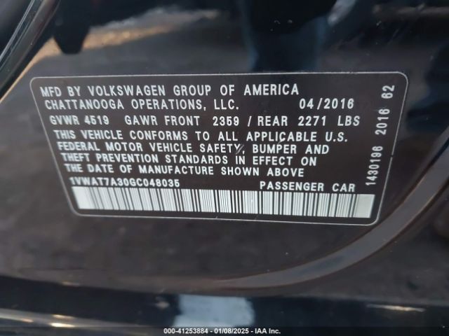 Photo 8 VIN: 1VWAT7A30GC048035 - VOLKSWAGEN PASSAT 