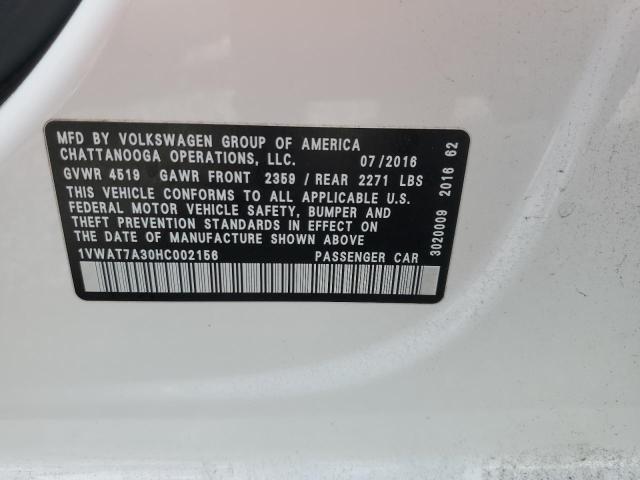 Photo 11 VIN: 1VWAT7A30HC002156 - VOLKSWAGEN PASSAT S 