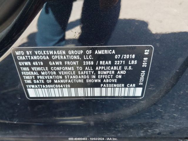 Photo 8 VIN: 1VWAT7A30HC004120 - VOLKSWAGEN PASSAT 