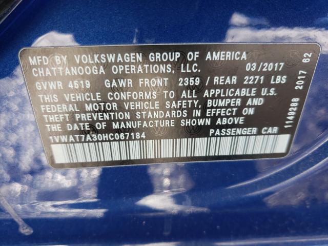 Photo 9 VIN: 1VWAT7A30HC067184 - VOLKSWAGEN PASSAT 