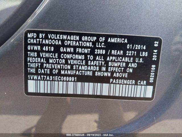 Photo 8 VIN: 1VWAT7A31EC069991 - VOLKSWAGEN PASSAT 