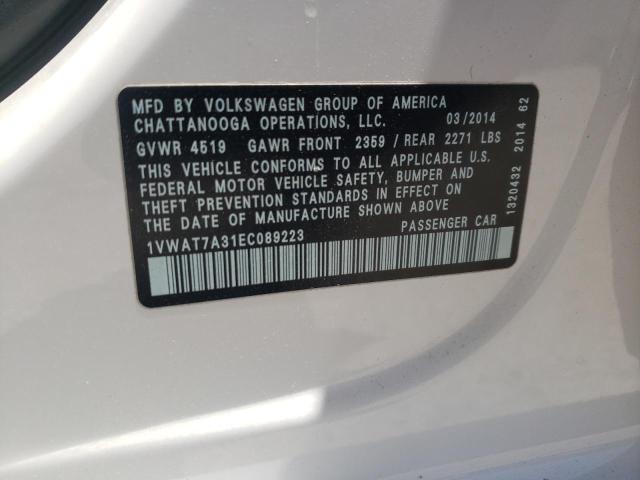 Photo 12 VIN: 1VWAT7A31EC089223 - VOLKSWAGEN PASSAT 