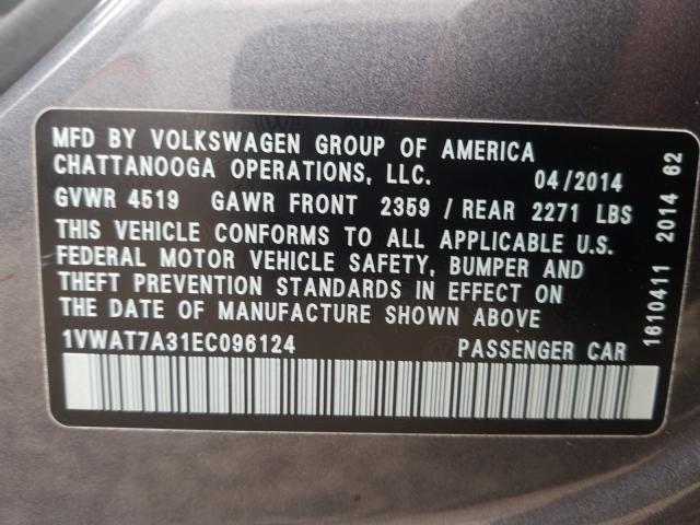 Photo 9 VIN: 1VWAT7A31EC096124 - VOLKSWAGEN PASSAT 