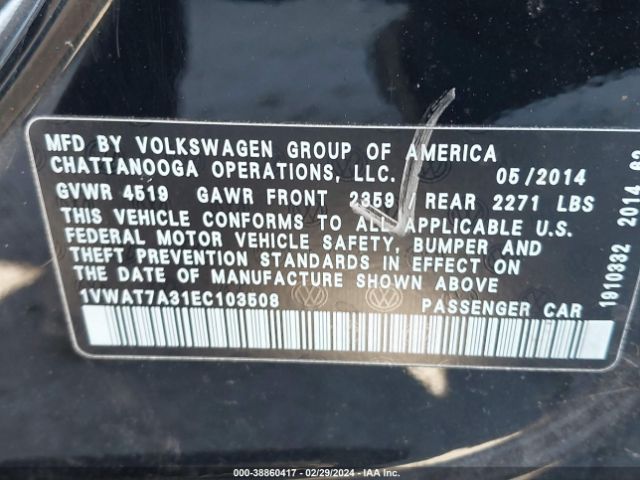 Photo 8 VIN: 1VWAT7A31EC103508 - VOLKSWAGEN PASSAT 