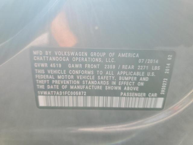 Photo 11 VIN: 1VWAT7A31FC005872 - VOLKSWAGEN PASSAT S 