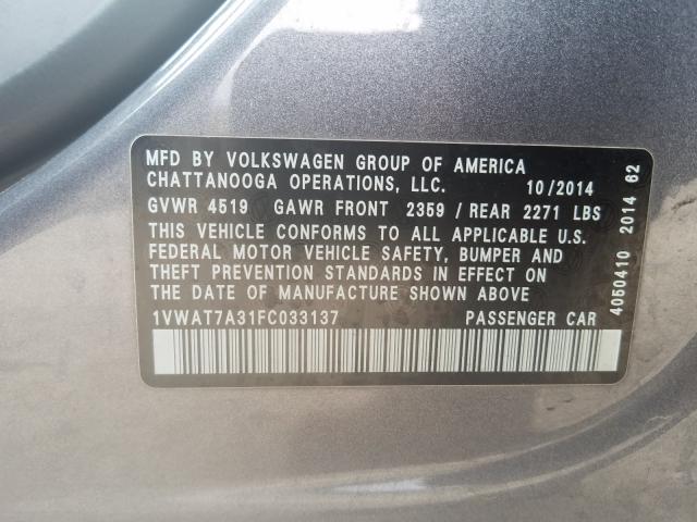 Photo 9 VIN: 1VWAT7A31FC033137 - VOLKSWAGEN PASSAT 