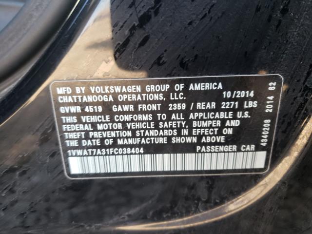 Photo 9 VIN: 1VWAT7A31FC038404 - VOLKSWAGEN PASSAT 