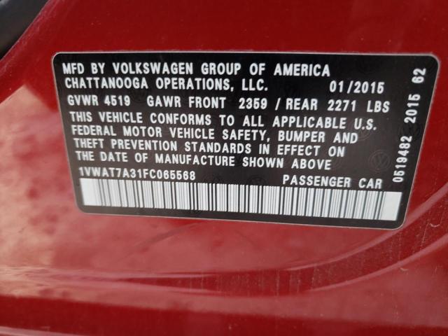 Photo 12 VIN: 1VWAT7A31FC065568 - VOLKSWAGEN PASSAT 