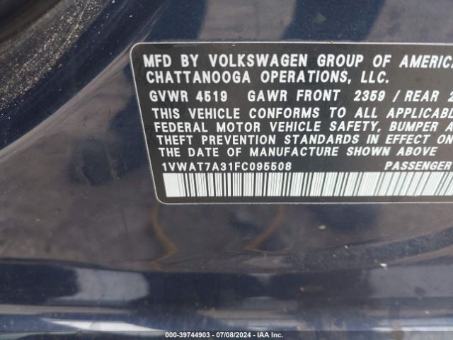 Photo 8 VIN: 1VWAT7A31FC095508 - VOLKSWAGEN PASSAT 